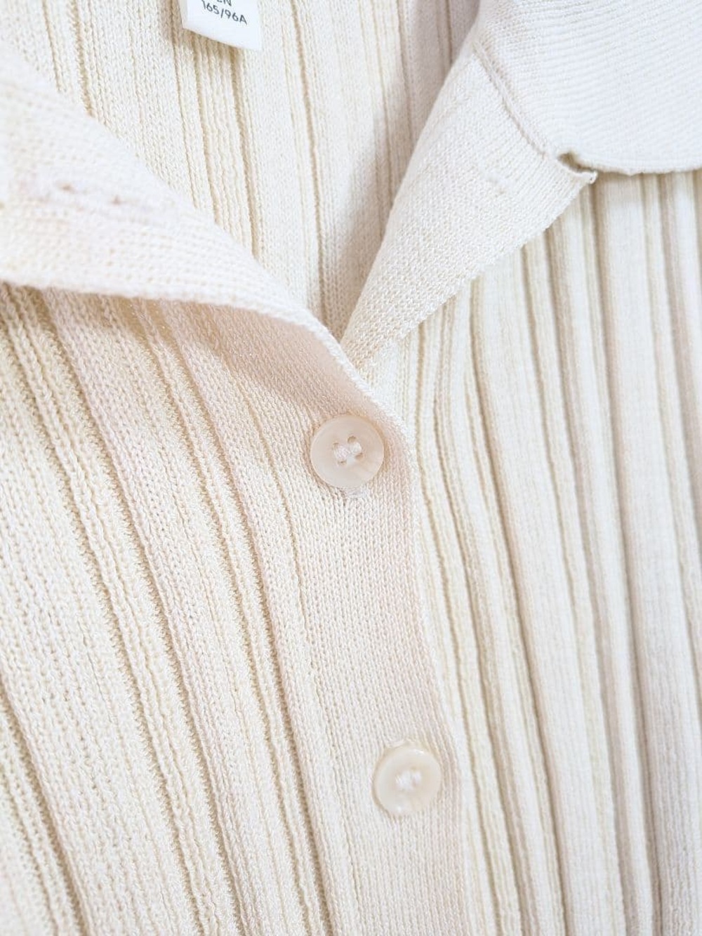 H&M Cream Ribbed Button-Front Collared Cardigan - Picture 4 of 6